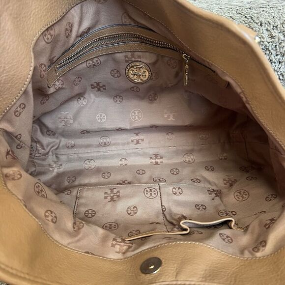 Tory Burch Amanda Tan Camel Leather Easy Tote Shoulder Bag Tote - Picture 6 of 16